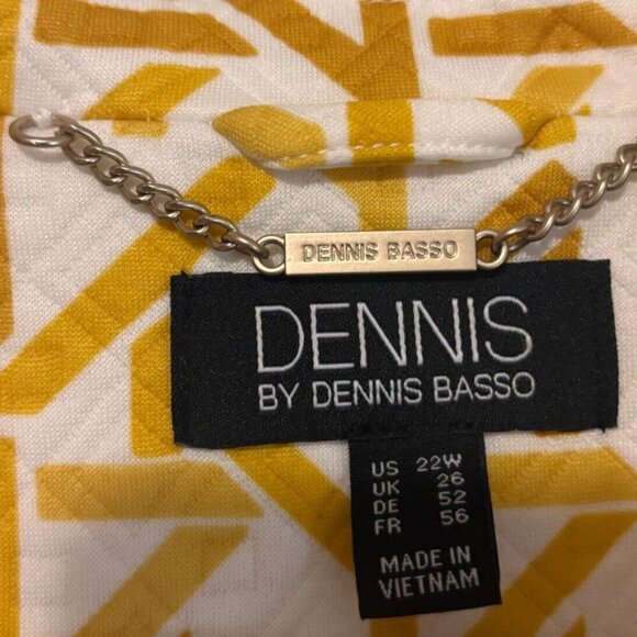 Dennis Basso Womens Jacquard Knit Button-Front Quilted Jacket - Gold/White (22W) - Picture 4 of 7